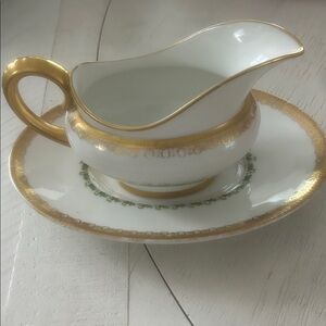 J.P. L France  Limoges J Pouyatt gravy boat and saucer.